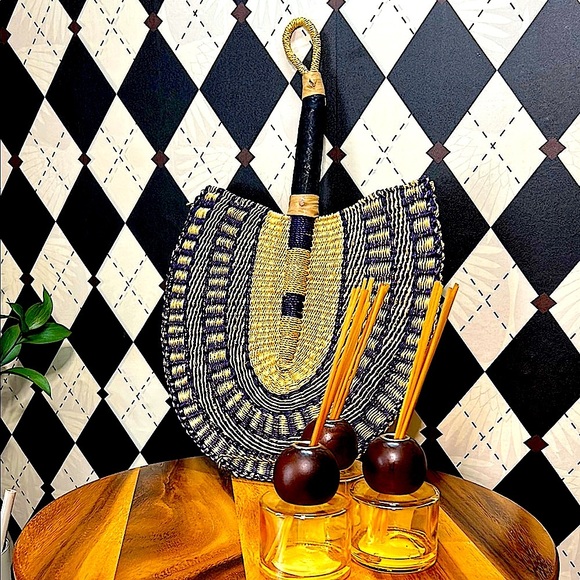 Set of 3 Handwoven African Bolga Fans – Natural Rattan Wall Art or Body Fans - Picture 11 of 15